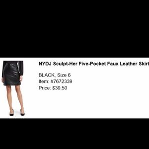 NYDJ Black Faux Leather Skirt